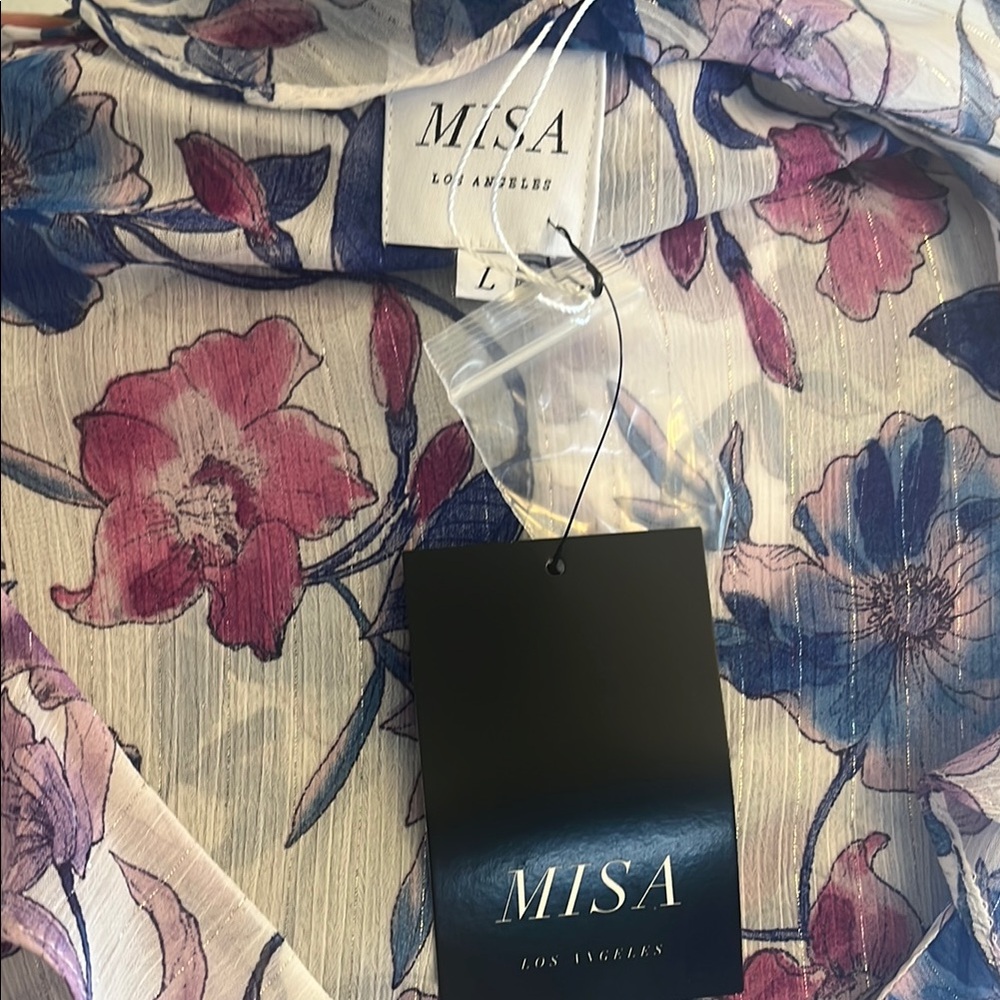 Misa Los Angeles Karina Ruffle-Trim Floral Chiffon Midi Dress - Picture 2 of 9
